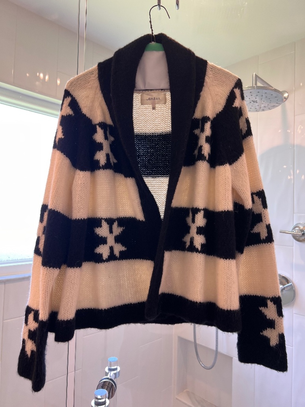 The Great. Star Flower Cardigan Black & Cream Cardigan Sweater